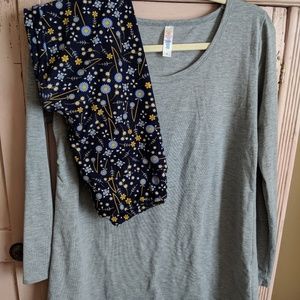 LULAROE Small grey Lynnae and OS Leggings Outfit